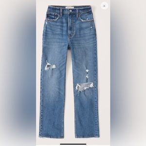 Abercrombie Ultra High Rise Ankle Straight Jeans Medium Distressed 26 Long